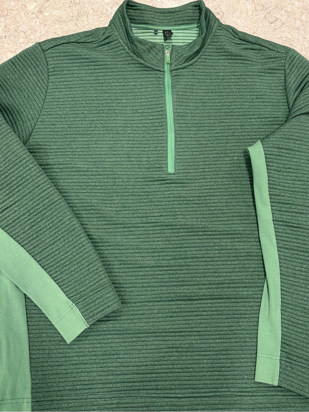 Adidas Golf Men's Green Quarter-Zip Ribbed Sweater-XXL